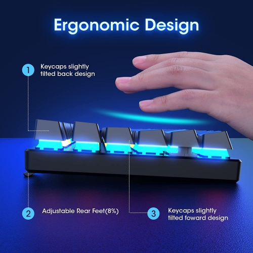 Mechanical Gaming Keyboard,RGB 104 Keys Ultra-Slim Rainbow LED Backlit USB Wired Keyboard with Blue Switches,Durable ABS