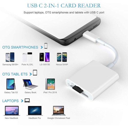 USB C to SD/MicroSD Card Reader,Dual Slot USB Type C[Thunderbolt 3] OTG SD/TF Memory Card Adapter for MacBook Pro,MacBook,MacBook Air/iPad Pro
