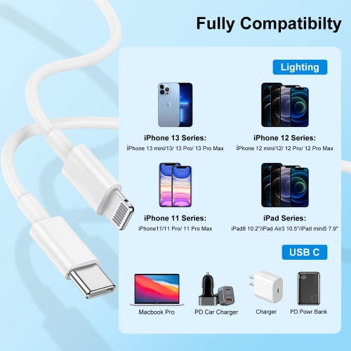 USB C to Lightning Cable 6FT, 2Pack iPhone Charger Cable 6ft for Apple USB C Charger Fast Charge Compatible with iPhone 13/13 Pro/13 Mini, iPhone