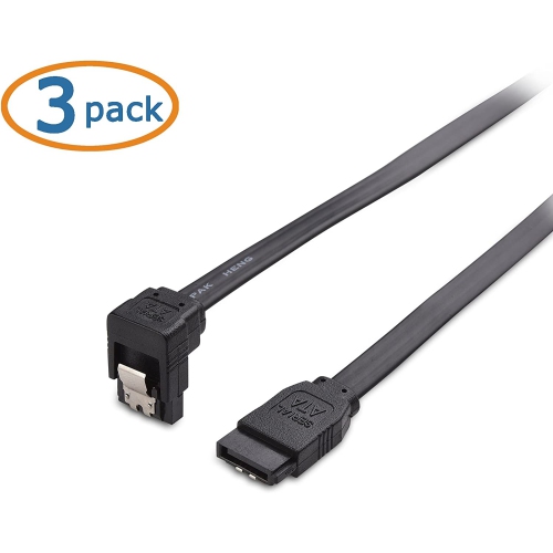 Câble SATA III à angle droit de 6.0 Gb/s, 90 degrés, paquet de 3 3, noir, 18 po