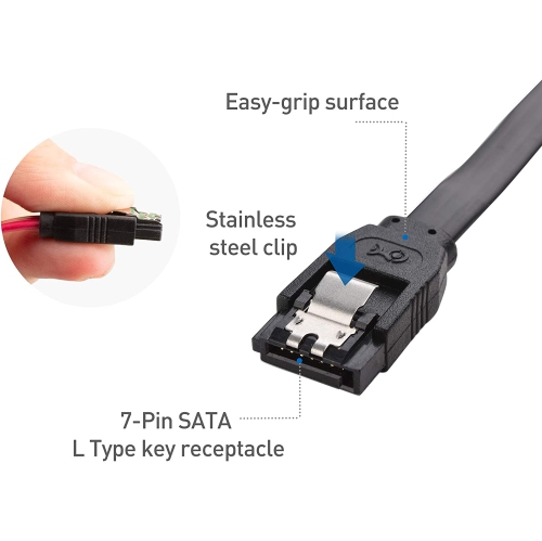Câble SATA III à angle droit de 6.0 Gb/s, 90 degrés, paquet de 3 3, noir, 18 po