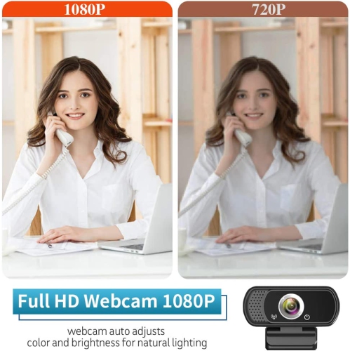 Webcam HD 1080P,Webcam with Microphone, USB Desktop Laptop Camera with 110 Degree Widescreen,Stream Webcam for Calling, Recording,Conferencing,