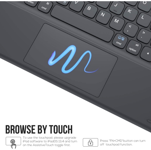 DOLAER Wireless Detachable Keyboard Case with Smart Trackpad & Pencil Holder for iPad 7th/8th/9th Generation 10.2 inch