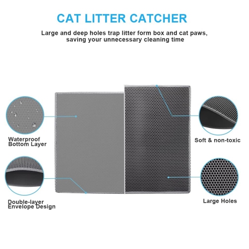 Cat Litter Box Mat Litter Trapper Double-Layer Design Waterproof Urine Proof Material Mat