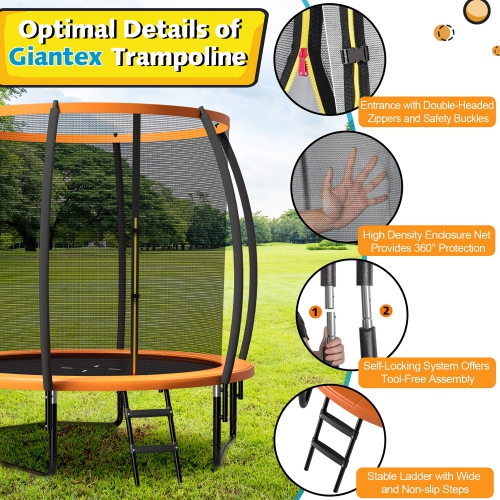 Gymax 12FT Recreational Trampoline w/ Ladder Enclosure Net Safety Pad Outdoor