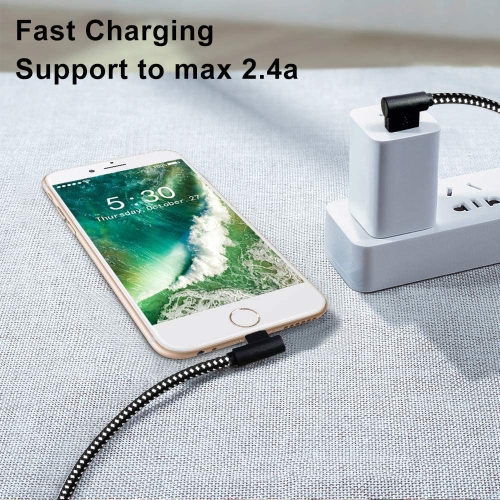 Lightning Cable 10ft iPhone Charger Cable 3PACK 90 Degree Right Angle Nylon Braided Gaming Charging Cord Compatible with iPhone 14 13 12 11 X 8 7 6