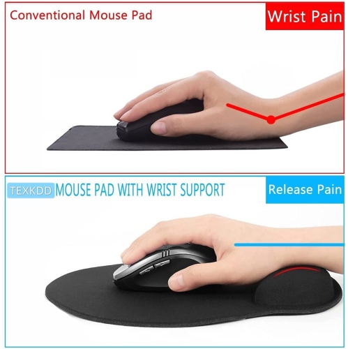 T Mouse Pad with Wrist Support, Ergonomic Memory Foam Gaming Mouse Pad, Non-Slip Rubber Base Mousepad Wrist Rest Mat for Office, Computer, Laptop,