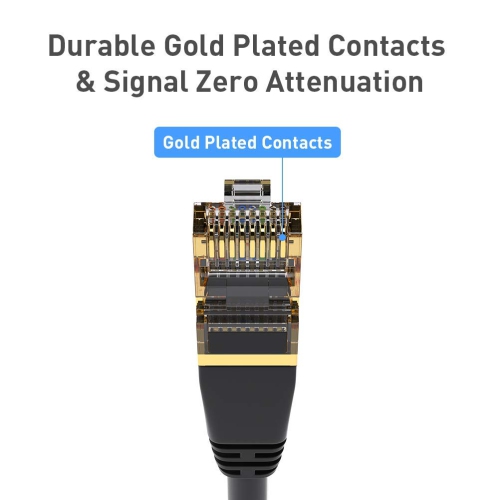 Câble Ethernet, câble Ethernet Cat8, câble réseau local de 6 pi, câble réseau haute vitesse 26 AWG, câble RJ45 Cat 8 de 40 Gb/s, câble de
