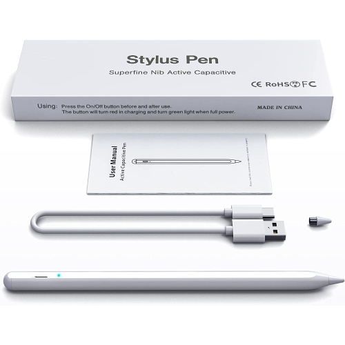 Stylet, stylet iPhone avec embout très précis compatible avec les écrans tactiles et téléphones iOS/Android, stylet rechargeable, stylet Pencil pour