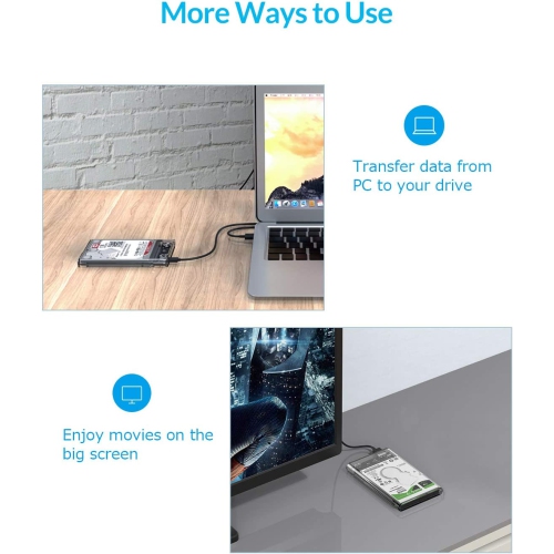 O 2,5 – Boîtier pour disque dur externe USB 3,0 pour disque dur SATA de 2,5 po et disque SSD [optimisé pour SSD, prise en charge 4TB UASP SATA III]