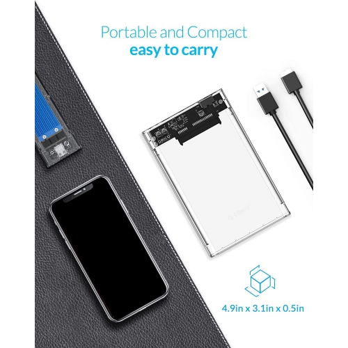 O 2,5 – Boîtier pour disque dur externe USB 3,0 pour disque dur SATA de 2,5 po et disque SSD [optimisé pour SSD, prise en charge 4TB UASP SATA III]