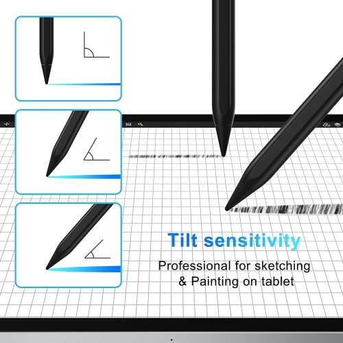 Stylus Pen for iPad with 4 Smooth Fine Tips and Palm Rejection Tilt Sensitivity High Precision Magnetic Pencil for iPad 10/9/8/7/6, iPad Air 5/4/3,