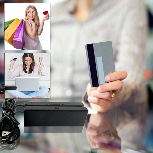 USB Magnetic Stripe Card Reader 3-Track POS Credit Card Reader Swiper MagStripe Swipe Card Reader