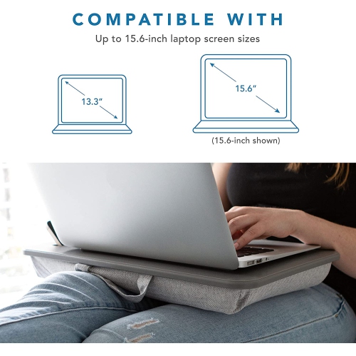 L Sidekick Lap Desk with Device Ledge and Phone Holder - Gray - Fits up to 15.6 Inch Laptops - Style No. 44215