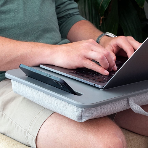 L Sidekick Lap Desk with Device Ledge and Phone Holder - Gray - Fits up to 15.6 Inch Laptops - Style No. 44215