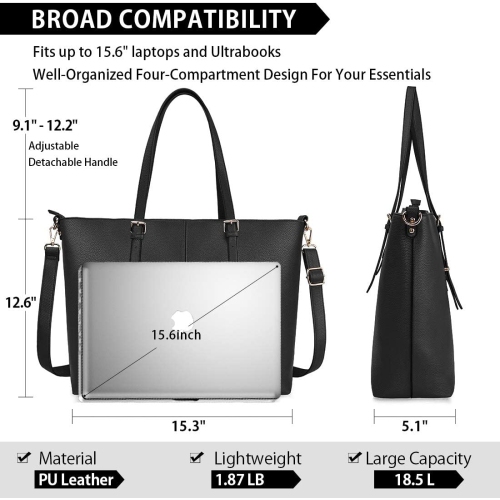 Sac à portable pour femmes fourre-tout 15,6 po étanche léger ordinateur portable fourre-tout femmes mallette de travail de bureau grand sac à main de