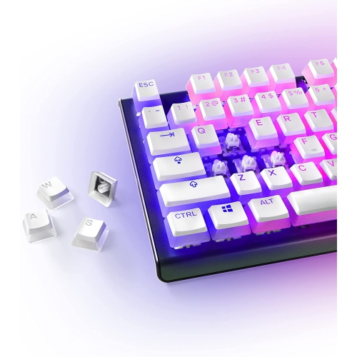 DOLAER  S Prismcaps - Double Shot Pudding-Style Keycaps - Durable Pbt Thermoplastic - Compatible With A Wide Range Of Mechanical Keyboards - In White