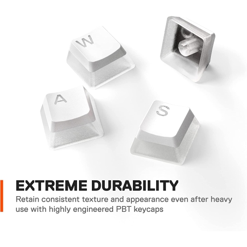 S PRISMCAPS - Double Shot Pudding-Style Keycaps - Durable PBT Thermoplastic - Compatible with a Wide Range of Mechanical Keyboards - White