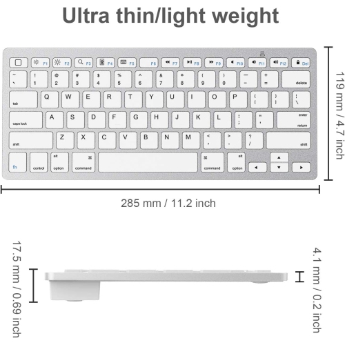 O Ultra-Slim Wireless Bluetooth Keyboard for iPad Pro 11/12.9, iPad Air 4 10.5, iPad 9th 2021/ 8th 2020 /7th Generation 10.2 inch, iPad 9.7, iPad