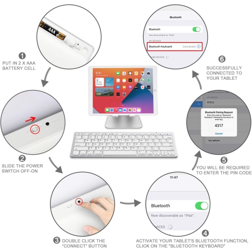 O Ultra-Slim Wireless Bluetooth Keyboard for iPad Pro 11/12.9, iPad Air 4 10.5, iPad 9th 2021/ 8th 2020 /7th Generation 10.2 inch, iPad 9.7, iPad