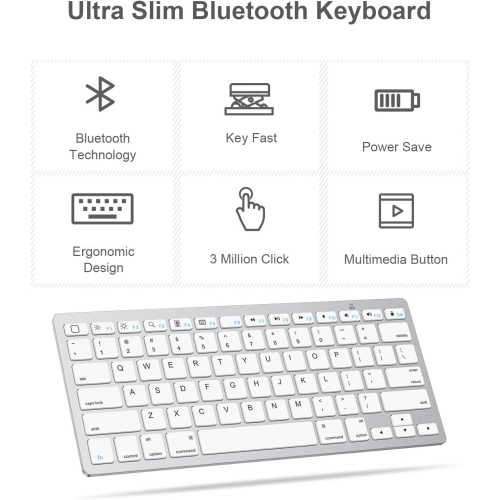 O Ultra-Slim Wireless Bluetooth Keyboard for iPad Pro 11/12.9, iPad Air 4 10.5, iPad 9th 2021/ 8th 2020 /7th Generation 10.2 inch, iPad 9.7, iPad