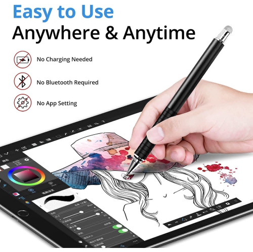 Stylet capacitif, stylets universels Stylist [série 2-en-1 Precision] stylets à pointe fine pour iPhone/iPad/Android/tablette et tous les stylets