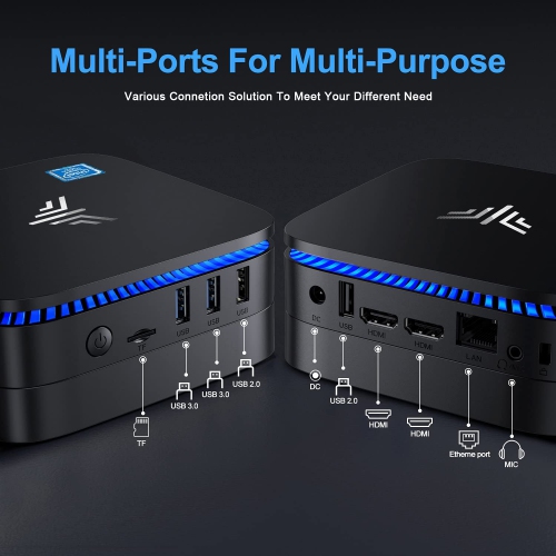K Mini PC with Windows 11 Pro, Intel Celeron N5105(up to 2.9GHz) Mini Desktop Computers, 8GB RAM/256GB M.2 SSD Micro Computer Support 4K UHD,