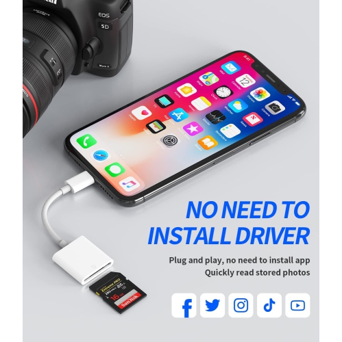 SD Card Reader for iPhone Camera Memory Lightning Adapter Accessories Apple MFI Certified Photo Photography Viewer Adaptador for 13 12 11 Pro Max X