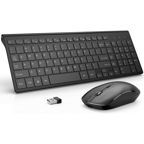 DOLAER  Rechargeable Wireless Keyboard Mouse, Compact Slim Wireless Keyboard And Mouse Combo, Sleek Design And High Precision 2400 Dpi for PC