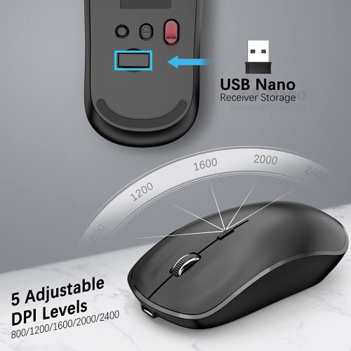 Rechargeable Wireless Keyboard Mouse, Compact Slim Wireless Keyboard and Mouse Combo, Sleek Design and High Precision 2400 DPI for PC, Desktop,