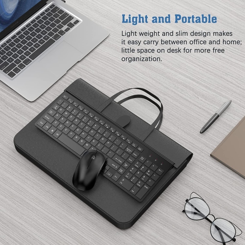 Rechargeable Wireless Keyboard Mouse, Compact Slim Wireless Keyboard and Mouse Combo, Sleek Design and High Precision 2400 DPI for PC, Desktop,