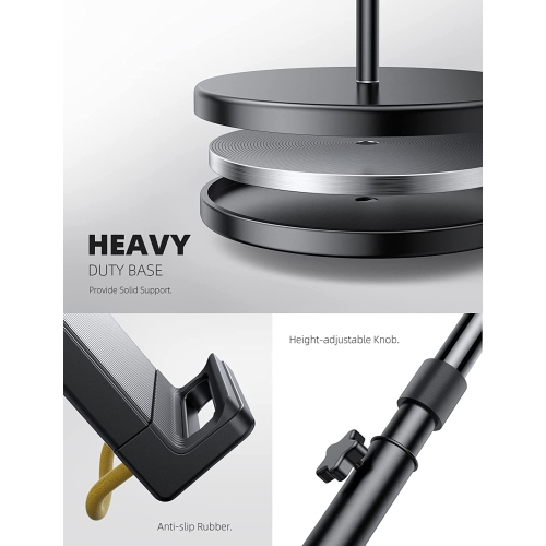 Tablet Floor Stand - L Gooseneck Tablet Holder Mount with Adjustable Height & 10.6lb Stable Base, Compatible with iPad Mini Air Pro 12.9, Galaxy Tab,