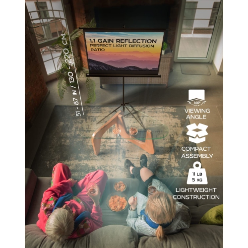 Écran de projection avec support 60 po - écran de projection intérieur/extérieur pour film ou présentation au bureau - trépied HD sans plis 16:9