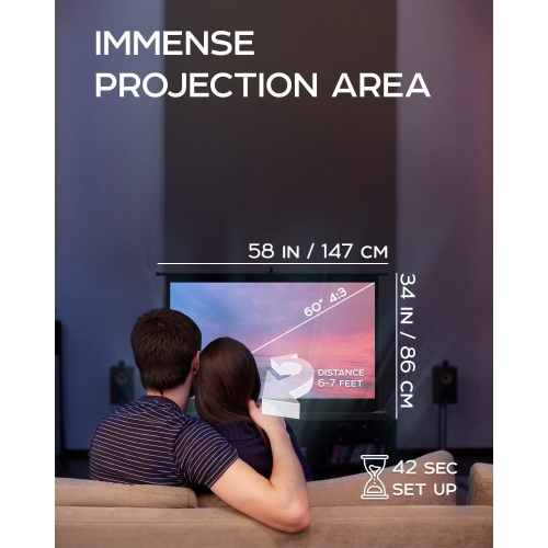 Écran de projection avec support 60 po - écran de projection intérieur/extérieur pour film ou présentation au bureau - trépied HD sans plis 16:9
