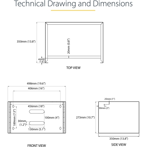 Bâti mural pour équipement réseau S 6U - 12 po de profondeur - 19 Support de panneau de raccordement pour équipement de serveur de sous-châssis -