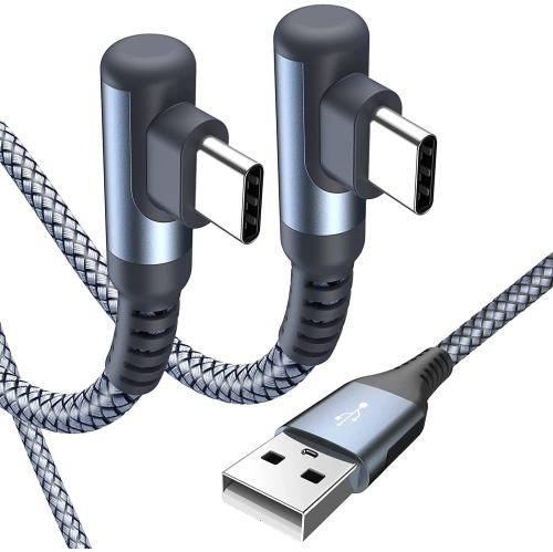 DOLAER  USB C Charging Cord Right Angle [2Pack, 6Ft] 3.1A, A USB C Cable Fast Charger Cable Nylon Braided Cord for Samsung S22 S21 S10 S9 S8