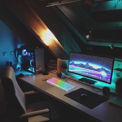 RK ROYAL KLUDGE RK61 Wired 60% Mechanical Gaming Keyboard RGB Backlit Ultra-Compact Red Switch White