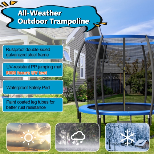 Gymax 10FT Recreational Trampoline w/ Ladder Enclosure Net Safety Pad Outdoor
