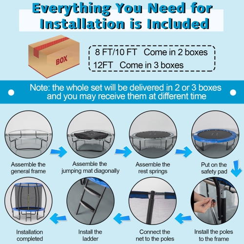 Gymax 10FT Recreational Trampoline w/ Ladder Enclosure Net Safety Pad Outdoor