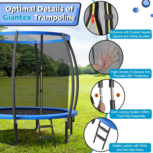 Gymax 10FT Recreational Trampoline w/ Ladder Enclosure Net Safety Pad Outdoor