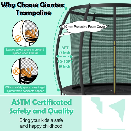 Gymax 8FT Recreational Trampoline w/ Ladder Enclosure Net Safety Pad Outdoor