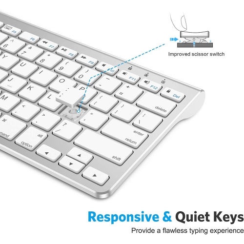 O Ultra-Slim Wireless Bluetooth Keyboard Compatible with All iPad, iPad 10.2 9th Generation/Mini 6 2021, Build-in Sliding Stand, White