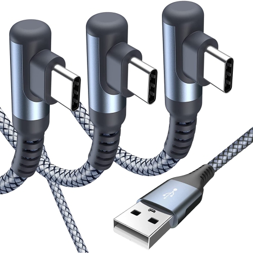 DOLAER  USB C Cable Right Angle 3.1A [3-Pack, 10Ft+6.6Ft+3.3Ft], S USB Type C Charger Fast Charging Cable Nylon Braided Cord for Samsung Galaxy S22