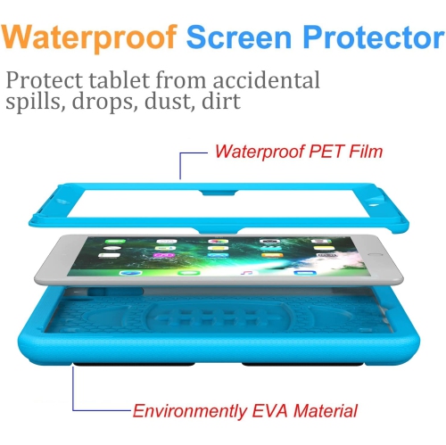B Kids Case for iPad 9.7 2018/2017/iPad Air 2, iPad 6th/5th Generation Case for Kids, with Built-in Screen Protector, Shockproof Handle Convertible