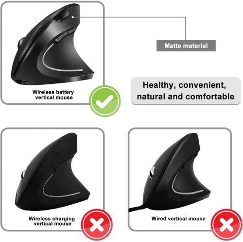 V Ergonomic Mouse, Rechargeable Wireless Mouse, 2.4GHz Rechargeable Wireless Vertical Optical Mice with USB Receiver, 6 Buttons, 800/1200/1600 DPI,
