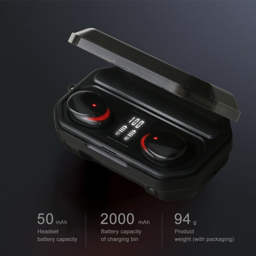 TWS Bluetooth 5.0 Earbuds w/ 2000mAh Charging Case, Built-in Mic, Premium Sound
