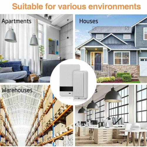 SONNETTE NUMÉRIQUE SANS FIL À PORTÉE DE 1000 PI SONNETTE SANS FIL PORTATIVE À 28 CARILLONS