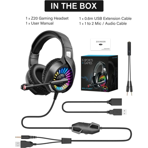 G2000 Gaming Headset with Mic, LED Lights, Noise Reduction & Stereo Bass for PS4/PS5, Xbox One, PC, Laptop, Mac, Tablet & Mobile Gaming- BLACK