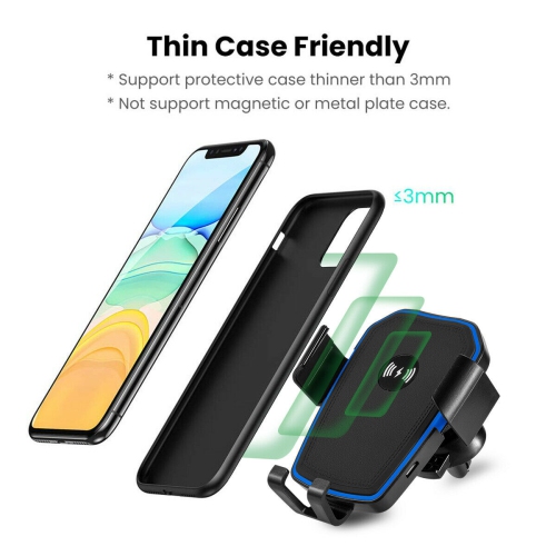360° Automatic Clamping Qi Wireless 15W Car Charging Mount Air Vent Phone Holder