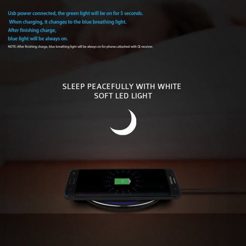 10W Max Fast Safety Qi-Certified Wireless Charger for Samsung Apple Sony HTC LG